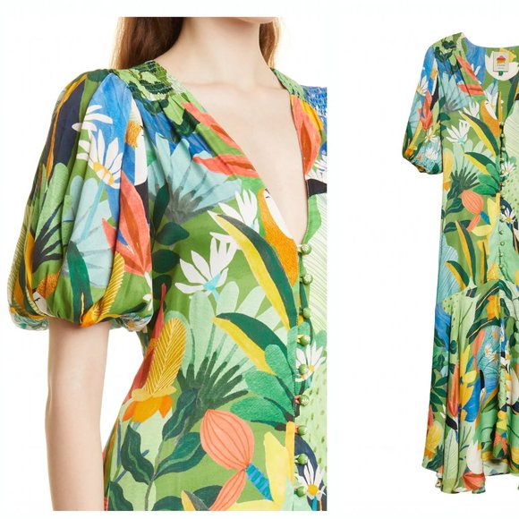 FARM Rio Vintage Toucans Plunge Neck Dress - Picture 4 of 8